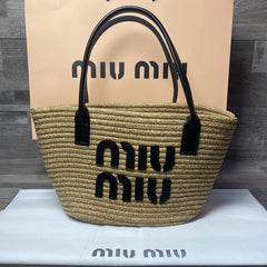 Miu Miu Woven Straw Black 2025