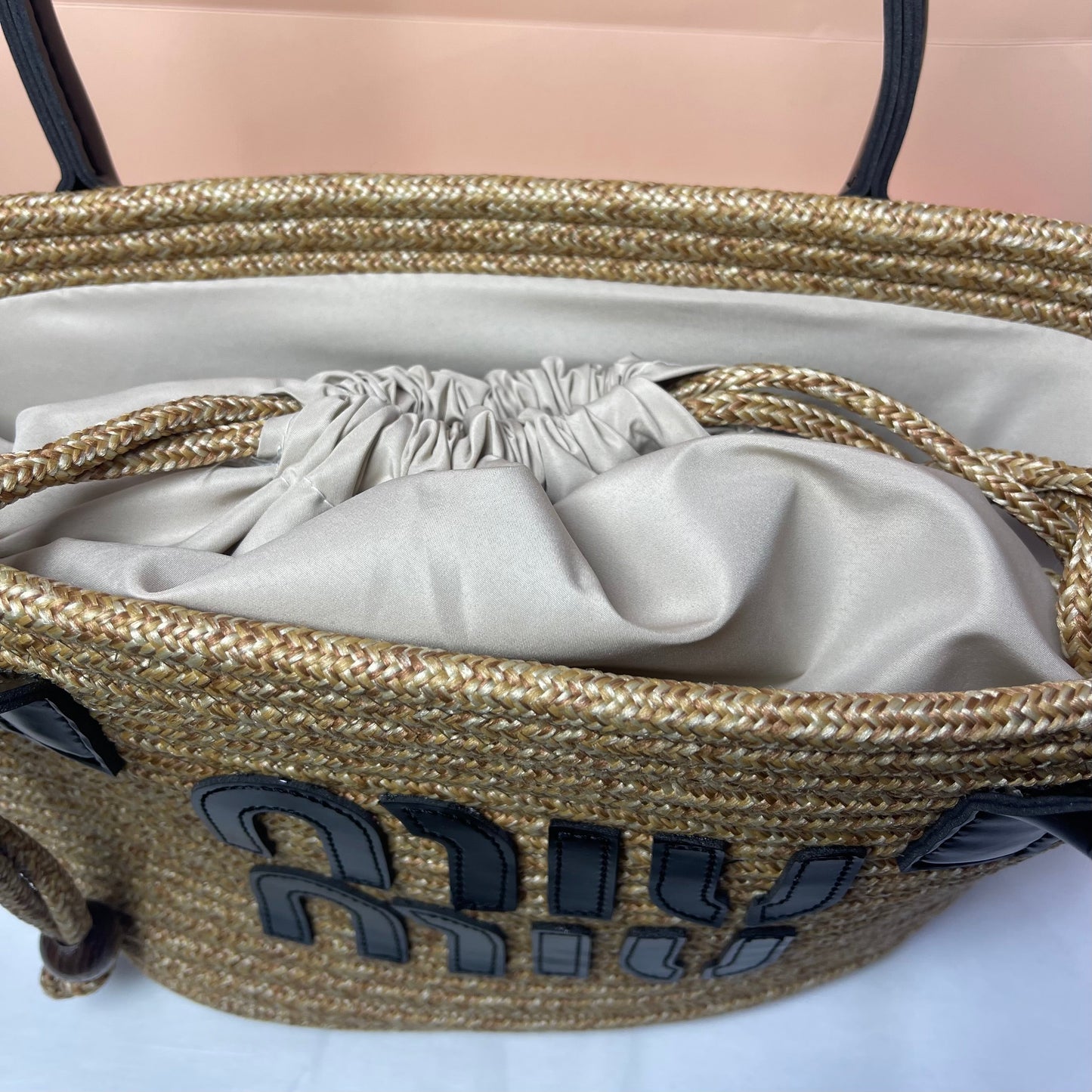 Miu Miu Woven Straw Black 2025