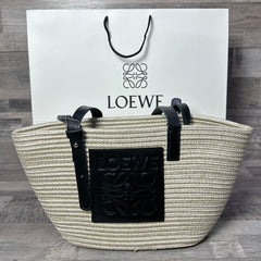 Loewe Woven Raffia Canvas Beige Black 2025